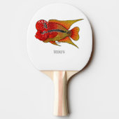 Raquette De Ping Pong Flowerhorn cichlid fish cartoon illustration (Dos)