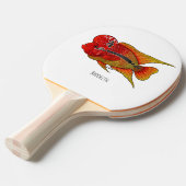 Raquette De Ping Pong Flowerhorn cichlid fish cartoon illustration (Devant Angle)