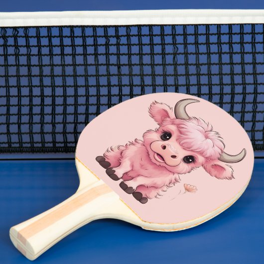 Raquette De Ping Pong Fluffy Rose Highlands Scottish Cow (Insitu)