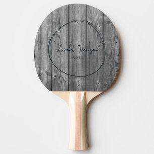 Raquette De Ping Pong Foncé Propre Gris Bois Nom dans Cercle Dessiné
