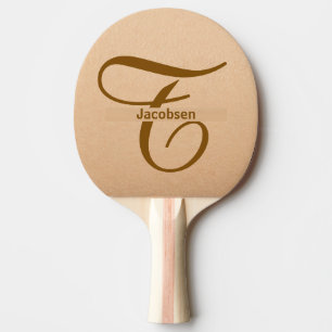 Raquette De Ping Pong Fond en cuir marron pour tennis de table avec nom
