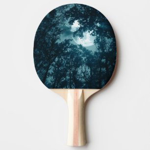 Raquette De Ping Pong Forêt nocturne enchantée avec pleine lune