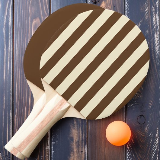 Raquette De Ping Pong Forêt profonde Brown Polo Striping et solide