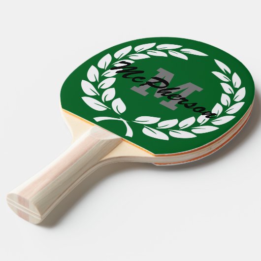 Raquette De Ping Pong Forêt verte avec couronne victorieuse et monogramm (Devant Angle)