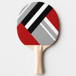 Raquette De Ping Pong Formes géométriques rouges, grises, blanches et no