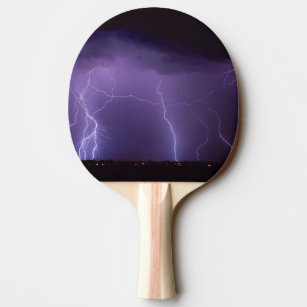 Raquette De Ping Pong Foudre violette dans un désert nocturne Tempête to