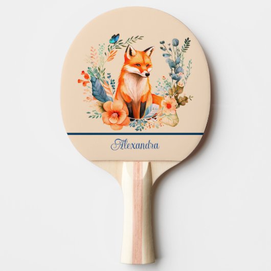 Raquette De Ping Pong Fox Floral Personnalisé (Devant)