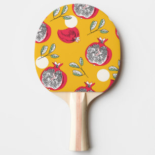 Raquette De Ping Pong Fruits de grenat : Motif Vintage à main.