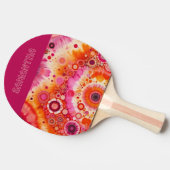 Raquette De Ping Pong Fun Bold Orange Hot Rose Batik Circles Art Motif (Côté)