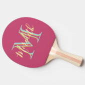 Raquette De Ping Pong Fun Hot Rose Bleu Jaune Personnalisé Monogramme No (Côté)