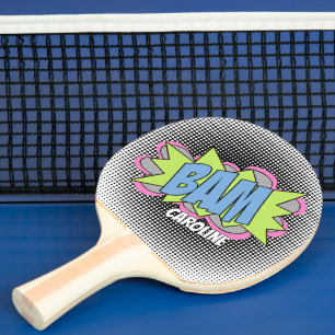 Raquette De Ping Pong Fun Vintage livre de bandes dessinées Pop Art Styl