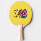 Raquette De Ping Pong Funky Cool coloré "OUI" jaune Sports tendance (Devant)