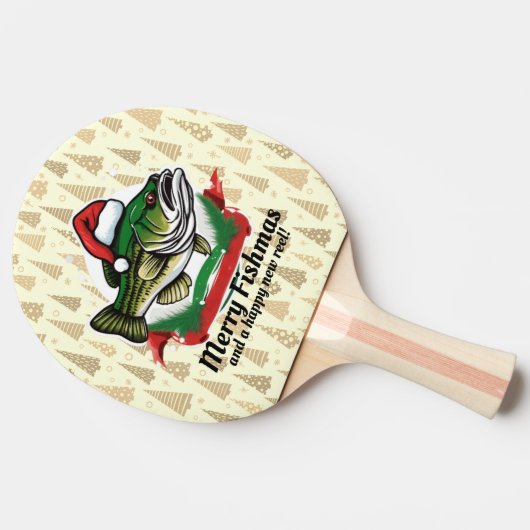 Raquette De Ping Pong Funky Joyeux Noël Pêche Père Noël Poisson (Côté)