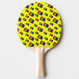 Raquette De Ping Pong Funky Neon Rainbow Block Motif