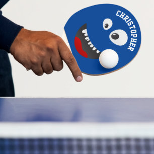 Raquette De Ping Pong Funny Blue Effrayant Visage Nouveauté Nom personna