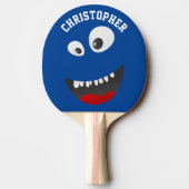Raquette De Ping Pong Funny Blue Effrayant Visage Nouveauté Nom personna (Dos)