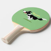 Raquette De Ping Pong Funny Border Collie chien en course dessin animé (Devant Angle)