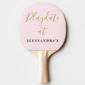 Raquette De Ping Pong Funny Custom Name Pastel Pink Gold Minimalist Chic (Dos)
