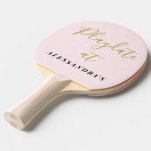 Raquette De Ping Pong Funny Custom Name Pastel Pink Gold Minimalist Chic (Devant Angle)