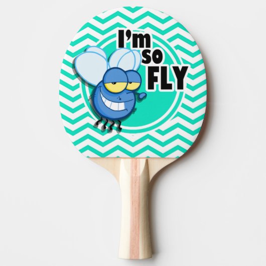 Raquette De Ping Pong Funny Fly ; Aqua Green Chevron (Devant)