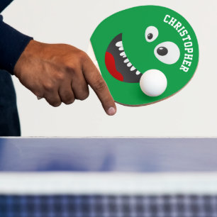 Raquette De Ping Pong Funny Green Effrayant Visage Nouveauté Nom personn