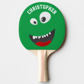 Raquette De Ping Pong Funny Green Effrayant Visage Nouveauté Nom personn (Dos)
