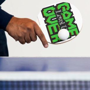 Raquette De Ping Pong Game Over, Level Up : Monde de jeu rétro pixelisé