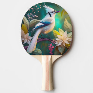 Raquette De Ping Pong Geai à ailes de sarcelle à touffe blanche oiseau d