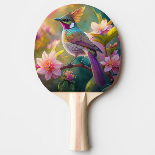 Raquette De Ping Pong Geai arc-en-ciel à crête orange, oiseau de fantais