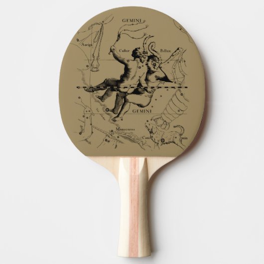 Raquette De Ping Pong Gemini Constellation Hevelius 1690 Engraving (Devant)
