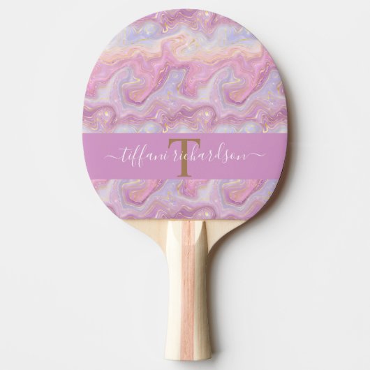 Raquette De Ping Pong Géode d'âge en marbre rose violet (Devant)