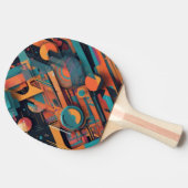 Raquette De Ping Pong Géométrie Abstraite vive - Art graphique gras avec (Côté)