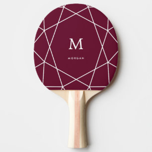 Raquette De Ping Pong Géométrie blanche moderne et monographie Merlot