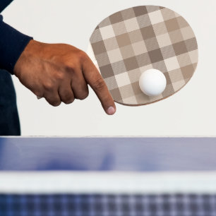 Raquette De Ping Pong Gingham à carreaux marron terre neutre 