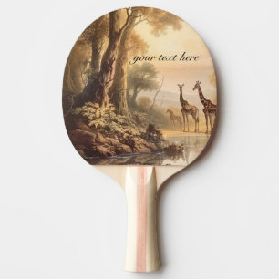 Raquette De Ping Pong girafes botaniques vintages, personnalisables