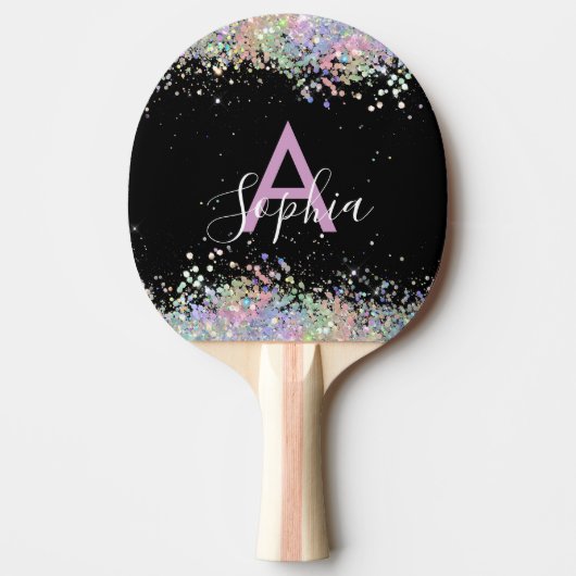 Raquette De Ping Pong Glam Holographic Parties scintillant Monogramme Sc (Devant)