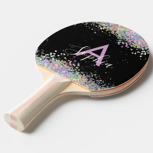 Raquette De Ping Pong Glam Holographic Parties scintillant Monogramme Sc (Devant Angle)