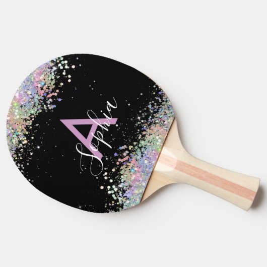 Raquette De Ping Pong Glam Holographic Parties scintillant Monogramme Sc (Côté)
