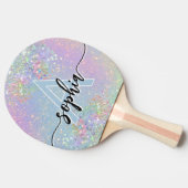 Raquette De Ping Pong Glam Holographique Paillettes Monogramme Script Ro (Côté)