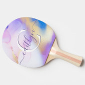 Raquette De Ping Pong Glam Lilac Gold Abstrait Peinture Élégant Monogram (Côté)