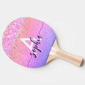 Raquette De Ping Pong Glam rose Parties scintillant or Monogramme Script (Côté)