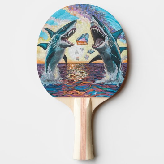 Raquette De Ping Pong Glamour Chomp-Shark Dressage pour les gemmes brill (Dos)