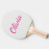 Raquette De Ping Pong Glamour Simplicité Gris Chevron avec Nom Gras (Côté)