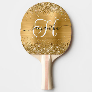 Raquette De Ping Pong Glittery Gold Glam Monogrammed