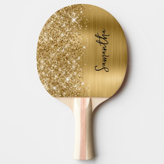 Raquette De Ping Pong Glittery Gold Glam Nom du script (Devant)