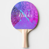 Raquette De Ping Pong Glittery Lotus Leopard Monogram Ping Paddle (Devant)