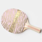 Raquette De Ping Pong Glittery Zebra Imprimer sur Rose Blush (Côté)