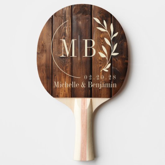 Raquette De Ping Pong Gloss Stain Boards Leaf Wedding Monogram (Devant)
