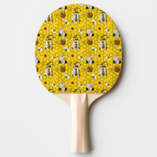 Raquette De Ping Pong Gnomes fabriquant du miel floral jaune abeilles à