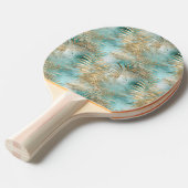 Raquette De Ping Pong Gold Aqua White Feuilles tropicaux (Devant Angle)